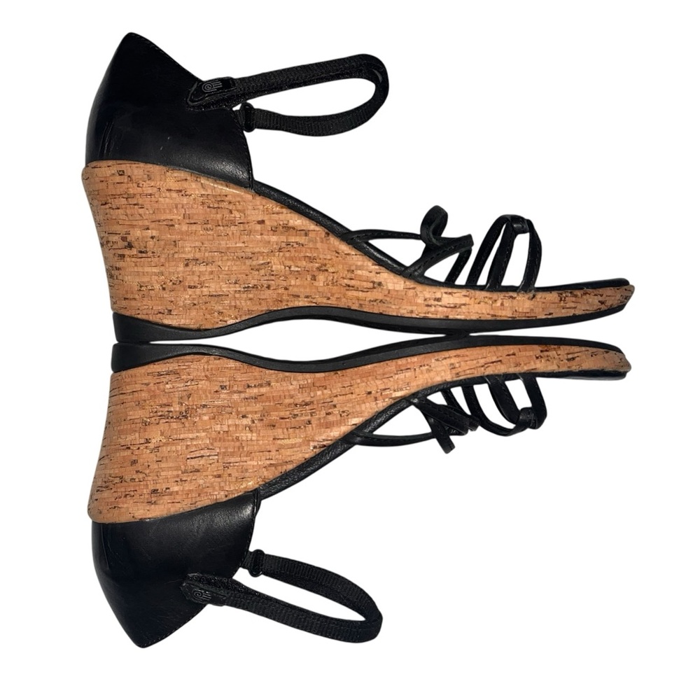 ⛰️🏝️Teva Riviera Wedge Strappy Black Leather Sandal Size 8 NWOB - Picture 5 of 9